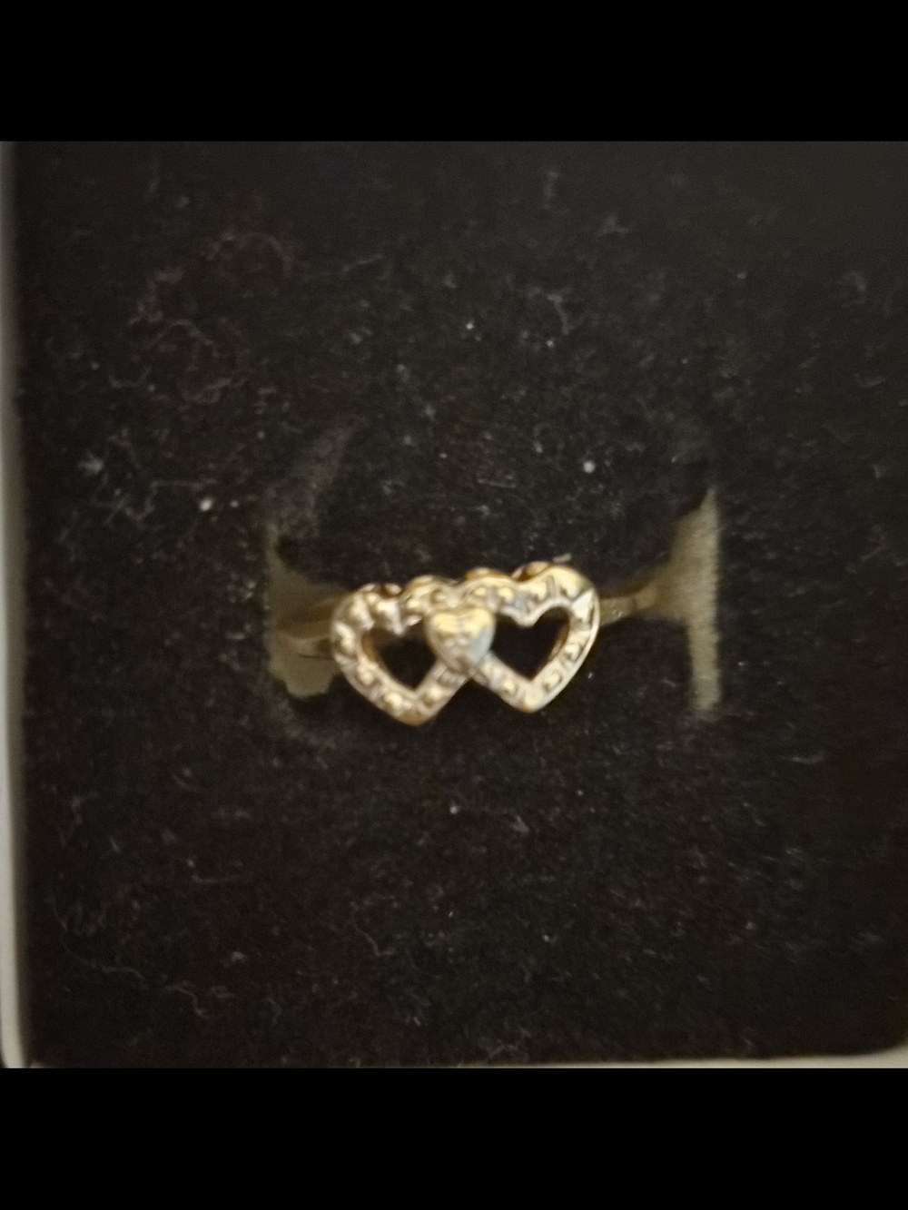 Gold Double Heart Ring with Crystal Accents - Women Jewelry - Picture 2 of 2